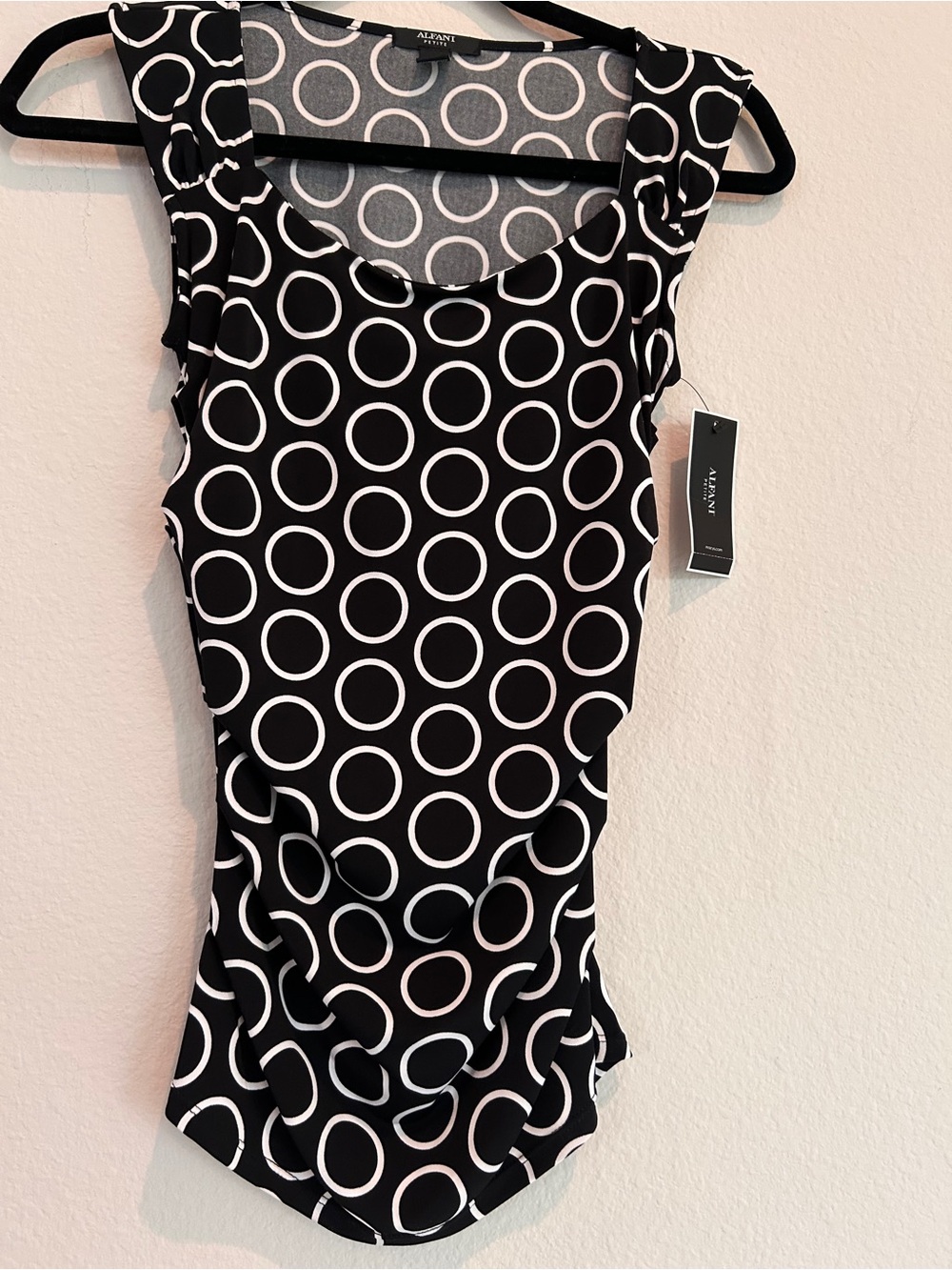 Alfani Petite Black and White Circle-Print Top